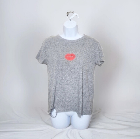 Wildfox Tops - Wildfox Pucker Up Stellar Crew Slashed Short Sleeve Tee